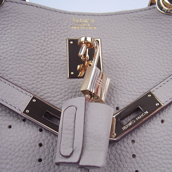 Best Hermes New Arrival Double-duty leather handbag Grey 60668